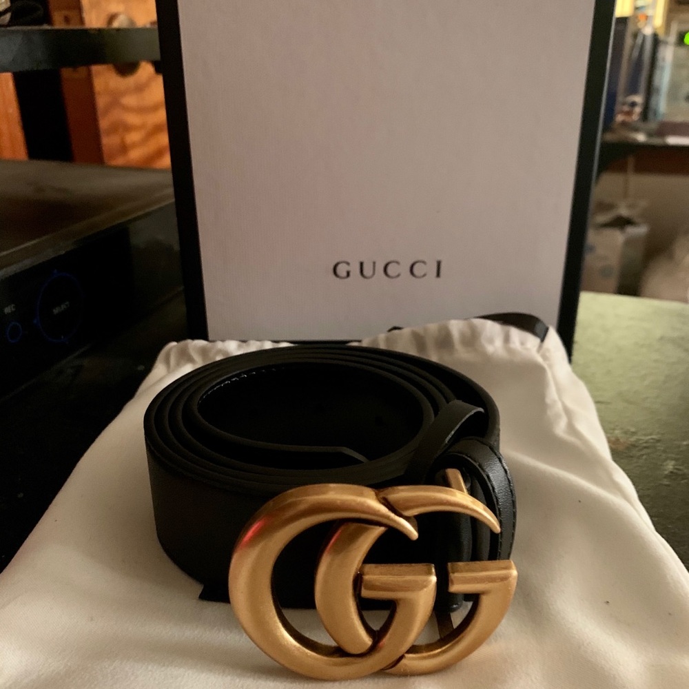 Gucci Black Marmont Double GG Belt